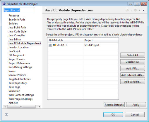 sproperties jee dependencies